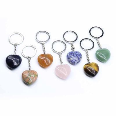 China Durable Natural Irregular Polishing Crystal Stone Car Keychain Decorative Hanging Key Chain Pendant Crystal Agate Rough Stone Bag for sale