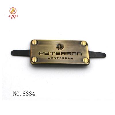 China New Durable Brush Brass Color Metal Engraving Logo Tag Brand Name Logo Tag for sale