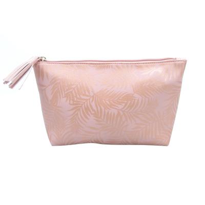 China Wholesale Fashion 2022 OEM Makeup Gold Foil Print Leaves Cosmetic Bag for sale