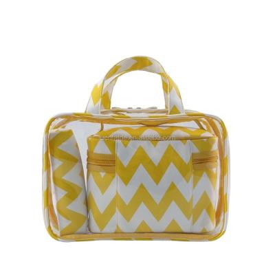 China 2022 fashion chevron travel vanity case large clutch bag makeup bag handbags 3 in 1 set for sale