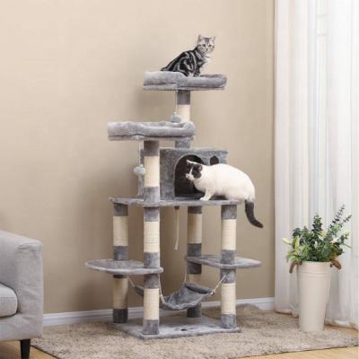 China Sustainable Pet Scratching Furniture With Wooden Pet Large Cat Scratching Tree, Modern Luxury Large Scratcher Cat Climbing Tree Toys for sale