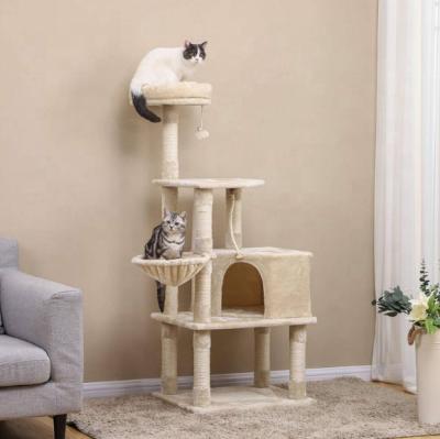 China 2022 Best Selling Sisal Tower Factory Price Viable Wooden Scratch Foldable Luxury Cat Tree Climbing Pet Accessories for sale