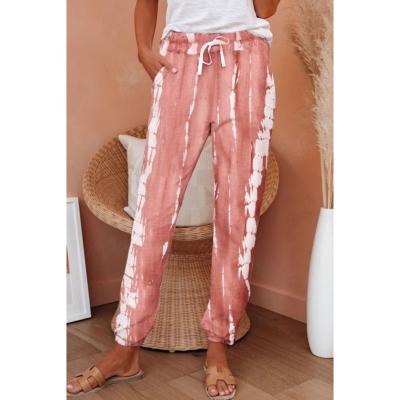 China hot Anti-wrinkle new high waist printed European wide leg pants and American wild women's pants for sale