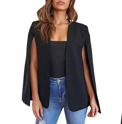 China Anti-wrinkle Women's Cape Blazer Split Front Coat Cloak Jacket Workwear Ladies Women's Blazers Open for sale