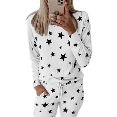 China Homewear/Loungewear Homewear Pajamas Sets Print Elastic Long Sleeve Waist Pajamas Panties Women's Long Sleepwear Pajamas for sale