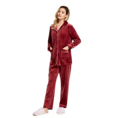 China New Rube Island Winter Suit Service Couples Pajamas Silk Satin Sleepwear Velvet Breathable Flannel Warm Home Pajamas for sale