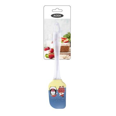 China Viable Animal Penguin Handle BBQ Scraper Plastic Cream Cake Icing Spatula Scraper Pastry Spatula for sale