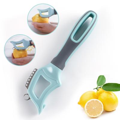 China Kitchen Stocked Fruit&Vegetable Tools Stainless Steel Lemon Zester Peeler With Plastic Handle for sale