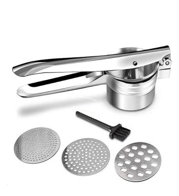 China Kitchen Instruments Stainless Steel Handle High Quality Potato Garlic Stocked Potato Garlic Crusher for sale