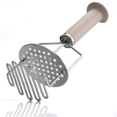 China Stored Kitchen Instruments Stainless Steel Garlic Potato Hand-Pressed Potato Masher and Crusher Stainless Steel Potato Masher for sale