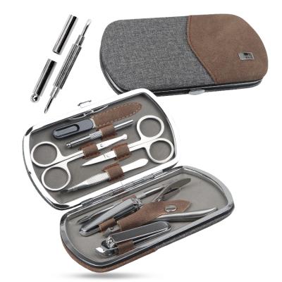 China Durable 9pcs Manicure Set Metal Frame PU Case For Professional Manicure Beauty Care for sale