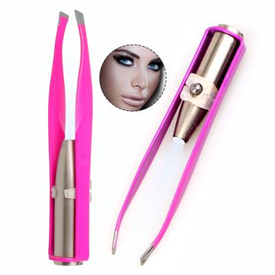 China LED Eyebrow Light Stainless Steel Eyebrow Tweezers for Men and Women Personal Beauty Care for sale