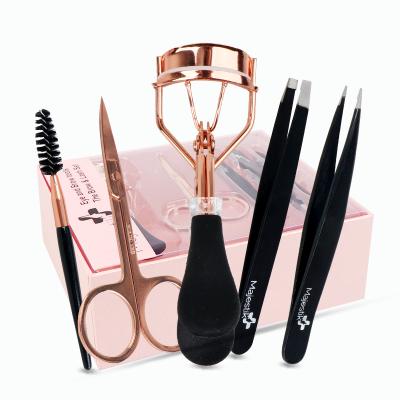 China 5pcs Eyebrow Trimming Eyebrow Trimming Set With Eyelash Curler Tweezers Women Eyelash Eyelash Tools for sale