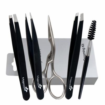 China 5pcs Eyebrow and Eyelash Grooming Set with Eyebrow Scissors Tweezers Women Eyebrow Tools for sale