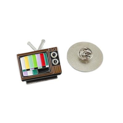 China Custom Vintage TV Pin No Europe Signal in 80s Uprising Lapel Pin Be With Color Brooch Custom Fashion Jewelry Badge Souvenir Gi for sale