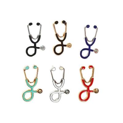 China Europe Doctors Nurses Gold Sliver Mini Stethoscope Brooches Pins Jackets Coat Medical Jewelry Gifts Pin Bag Button Collar Lapel Badges for sale