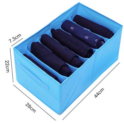 China Sustainable Jeans Compartments Box Household Wardrobe Drawers Clothing Bags Storage Box 6 Cell for sale