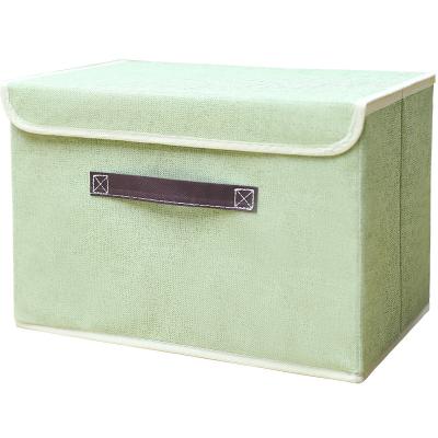 China Non Woven Fabric Bins Folding Cube Storage Box Viable Foldable Storage Box With Lid Green for sale