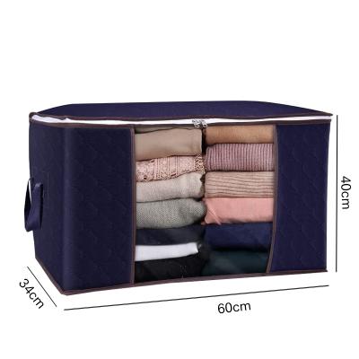 China Large Capacity Bedding Storage Bag Organizer Covering Comforter Storage Bag Window Folding Viable Clear Clothes Bag Under Bed Storage for sale