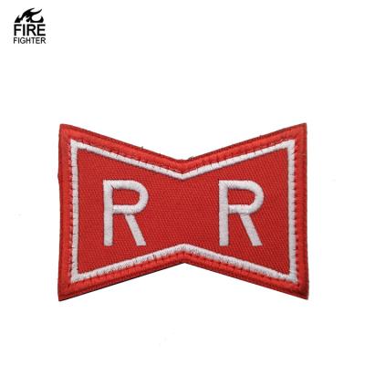 China Military Cloth FIREFIGHTER Ribbon Red Army Embroidery Patches for sale