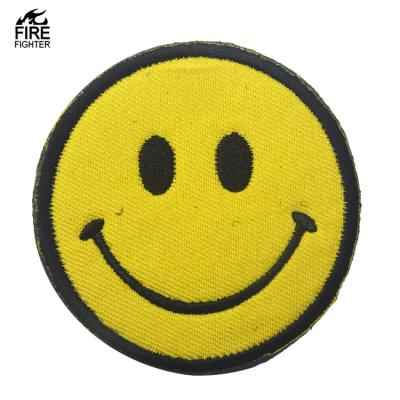 China Eco-Friendly Reflex Patch Funny Smiley Smile Happy Yellow Face DIY Applique Embroidered Patch For Hat, Clothes, Bag for sale