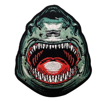 China Viable Sea World Series Great Shark Embroidered Patch Sharks Whale Fish Meg Aquarium Zoo Theme Hook and Loop for sale