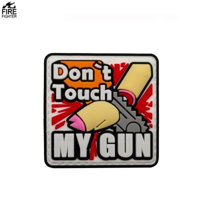 China 3D PVC Custom Patches 3D Don't Touch My Gun Hook and Loop P00233 for sale