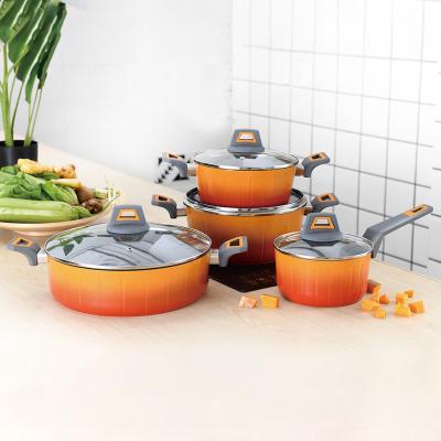 China Sustainable Aluminum Granite 8 Piece Cookware Set for sale