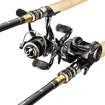 China Carbon Fiber Black CURRENT Gold Fishing Rod and Reel Combination Fishing Rod Reel Combination Spinning Sleeve for sale