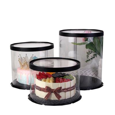 China Recycled Materials Luxury Food Grade Round Clear Large Cake Box Plastic Round Storage Box for sale