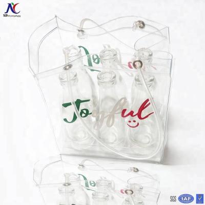 China Disposable Clear PVC Beverage Glass Bottle Blister Holder Tray Beverage Packaging Bag for sale