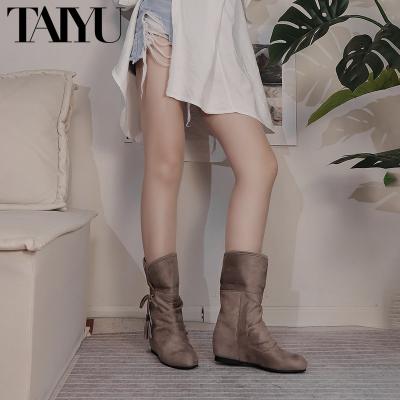 China China Wholesale Breathable Ladies Brown Winter Over The Knee Boots Shoes Fashion Flat Heel Lady Fur Boots For Women for sale