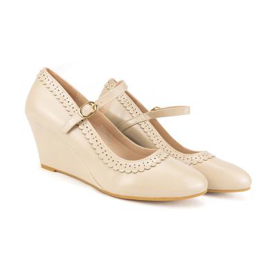 China Hot Selling Women's Office Massage Wedges Shoes Ladies Wedding Jane Shoes With Metal Shoe-buckle for sale