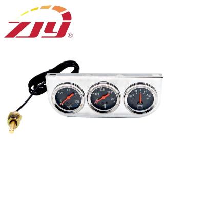 Cina Universal 2'' 52mm Chrome Volt Water Temp Oil Pressure Triple 3 Gauge Set Gauges Kit 52mm in vendita