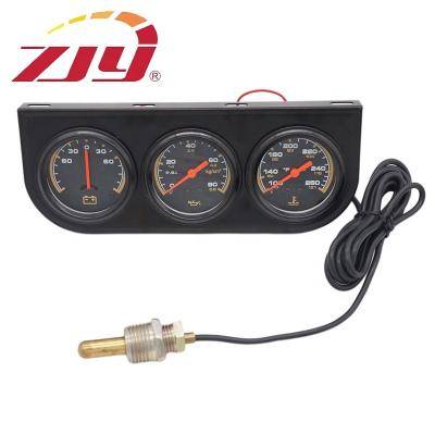 China Universal 2'' 52mm Chrome Volt Water Oil Pressure Triple 3 Gauge Set Gauges Kit 52mm zu verkaufen