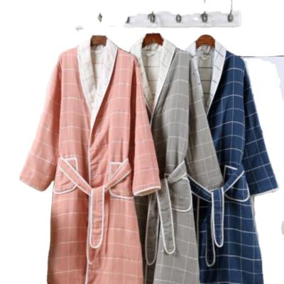 China QUICK DRY multi-layer dry long robe bathrobe autumn and winter hotel gauze bathrobe adult gauze bathrobe for sale