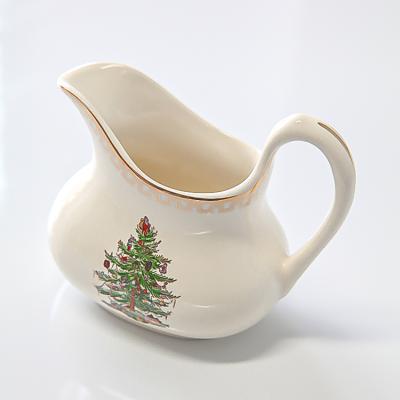 China Viable Size Xmas Gold Tree Porcelain Ceramic Cream Tea Sugar Small Size Milk Jug for sale