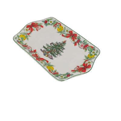 China China Wholesale High Quality Sustainable Christmas Bread Plate Serving Tray12 Inch Merry Christmas Platter Charcuterie Plate. for sale