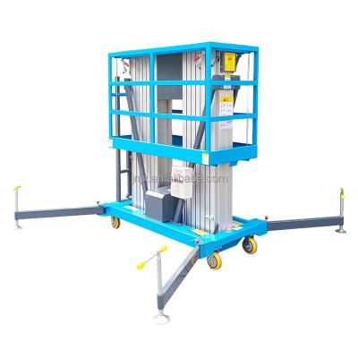 China JUXIN Convenience Safety Operation Double Mast Small Man Easy Aerial Mobile Hydraulic Aerial Platform Aluminum Alloy Lift Table For Home for sale