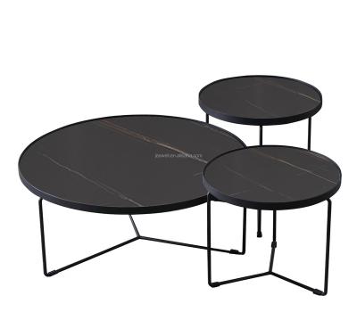 China (Size) Nordic Adjustable Living Room Table 2023 Luxury Furniture Coffee Table Sets Black Metal Frame for sale