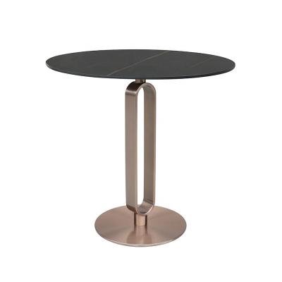 China Jeawell Gold Contemporary Elegant Round Ceramic Metal Adjustable Side Table Luxury (Size) Cafe Side Table With Glass Top for sale