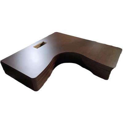 China Curved Modern Shape Customized Height L-shape Solid Wood Table Top for sale