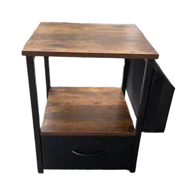 China Modern Steel Drawer Night Stand Annotate Wooden Luxury Modern Bedside Table For Bedroom for sale