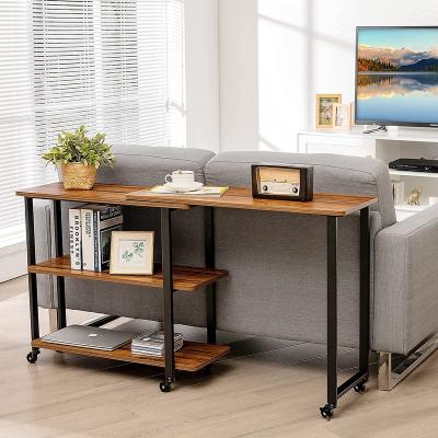 China Adjustable Warm Brown Modern Wooden Office Furniture Table Desk L Shaped Corner Desk (Size) Office Furniture Sale With Shelves for sale