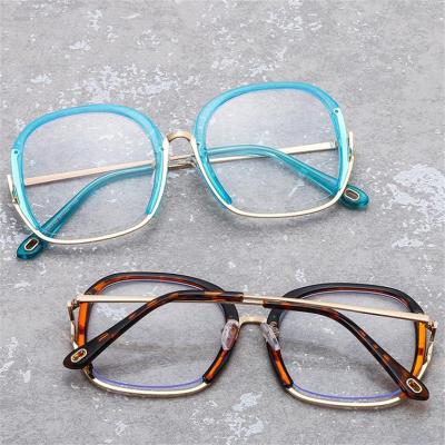 China High quality anti-blue light PC glasses. New Anti-blue Light Glasses Unisex Personality Semi-rimless Eyeglasses Oversize Frame Spectacles Clear Lens Eyewear Ornamental for sale