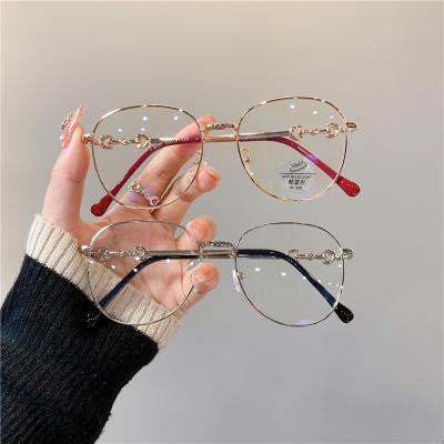 China High quality anti-blue light PC glasses. Vintage New Oval Metal Frame Glasses Women Fashion Optical Myopia Blocking Eyewear Popular Reading Anti-blue Light Eyeglasses for sale