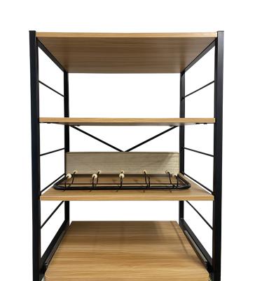 China Microwave Oven Storage Holder Metal Kitchen Sustainable Nordic Multi-Tier Storage Reeked Rack Shelf for sale