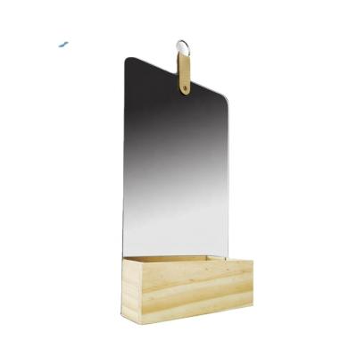 China Easy to clean wood frame simple mirror hot sale silver fancy style wall mirrors with drawer for sale