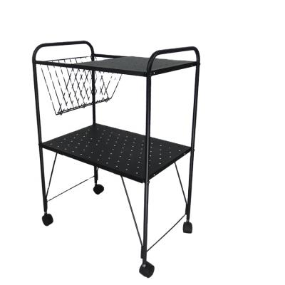 China Black Foldable Trolley Cart Low Cost Metal Cart Storage Cart Kitchen Organizer for sale