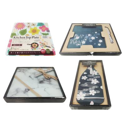 China Best Selling Stocked Selling Cutlery Set Cheese Serving Tray Glass Size Board for sale